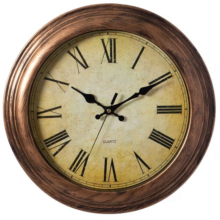 CLOCKSWISE Retro Decor Bronze Rustic Wall Clock For Living Room, Kitchen, Dining Room, Plastic QI004512